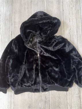 Zara Plush Faux Fur Full-Zip Hooded Jacket